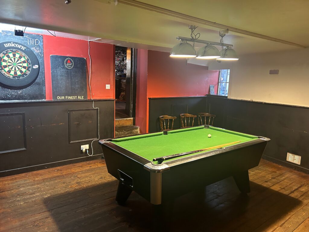 Pool table and darts area at The Coach & Horses Abergavenny