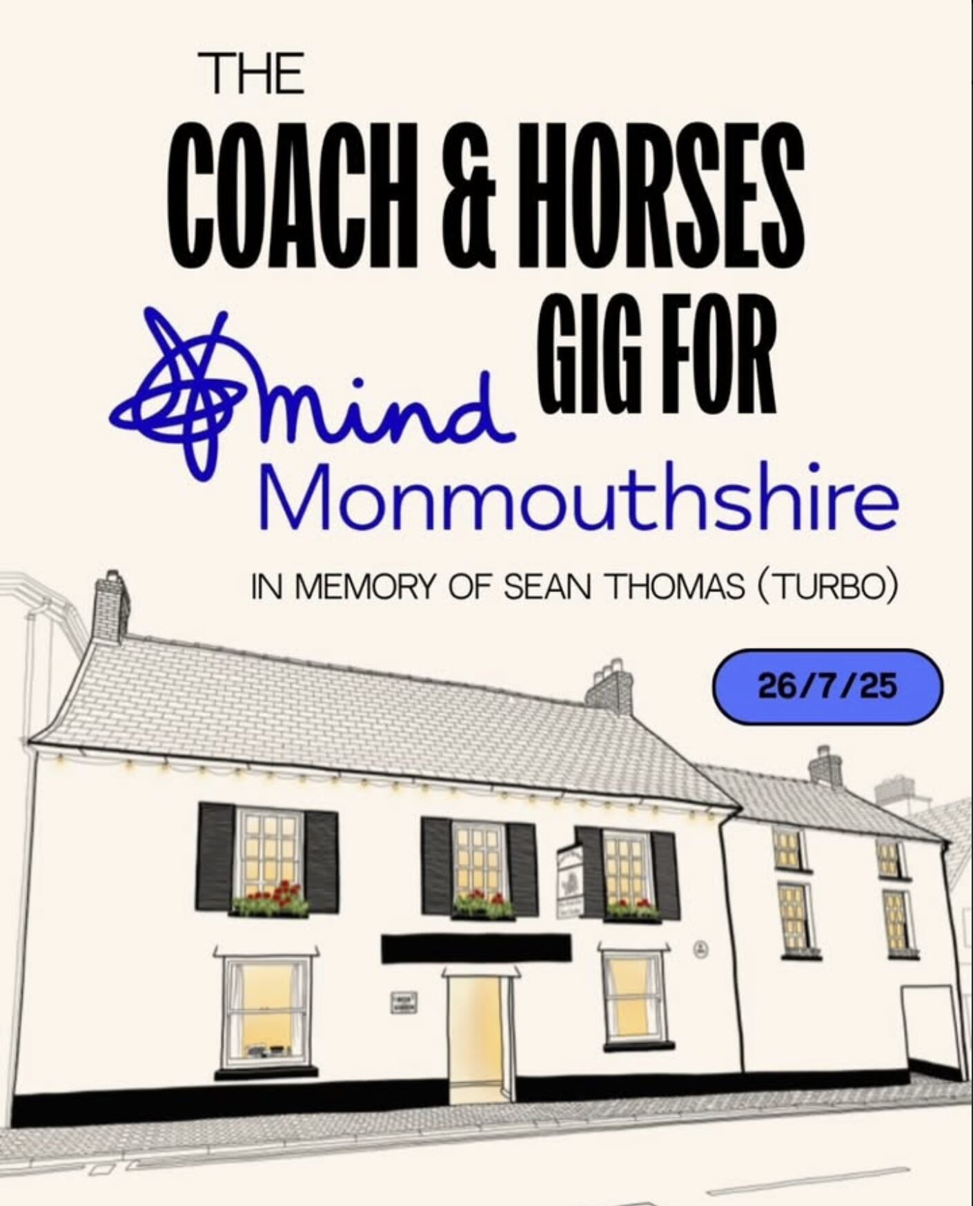 the coach and horses gig for mind poster - a charity event for mind monmouthsire in abergavenny